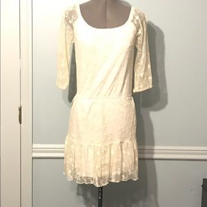 Off white lined lace dress x small